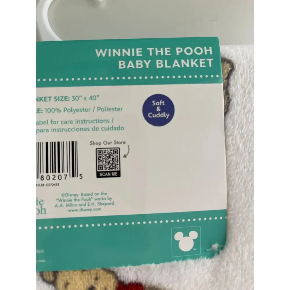 Disney Baby Winnie the Pooh White Plush Blanket Soft Cozy Blanket 30 x 40 NEW